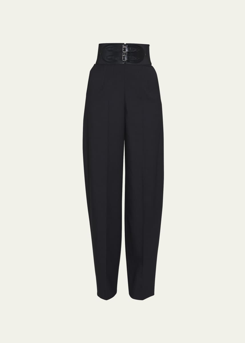 ALAIA High-Rise Belted Wide-Leg Pants