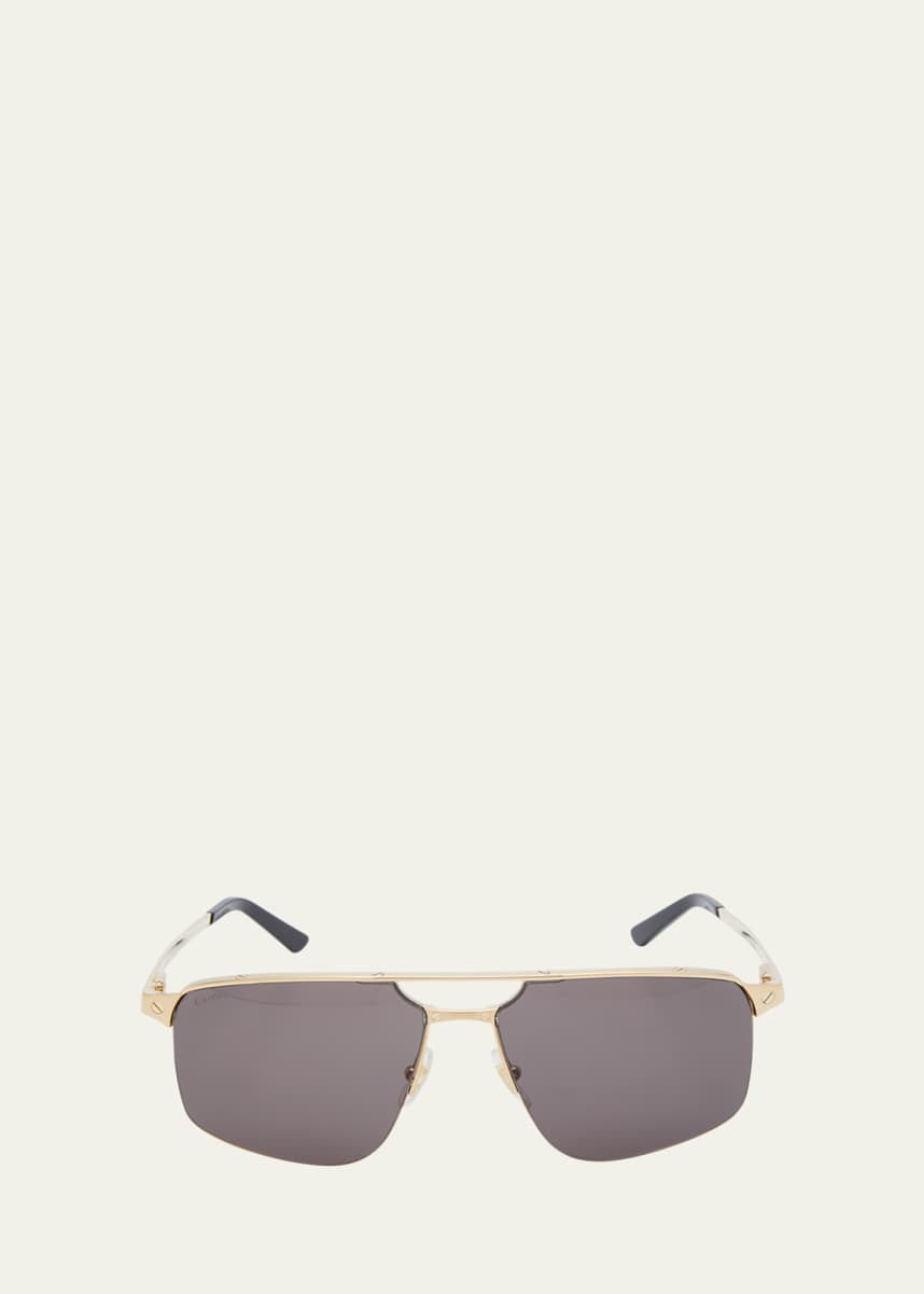 Cartier Men's Square Rimless Metal Sunglasses