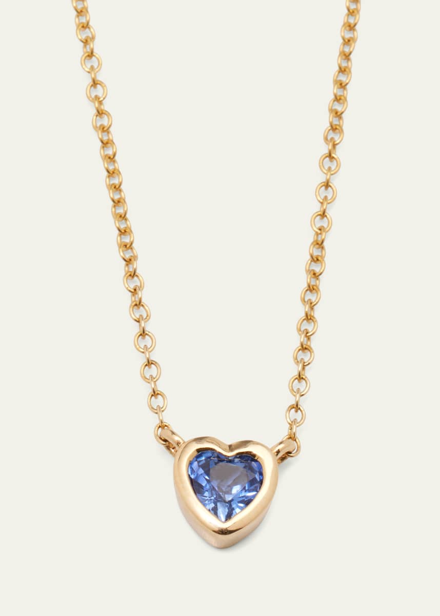 EF Collection 14K Blue Sapphire Heart Necklace