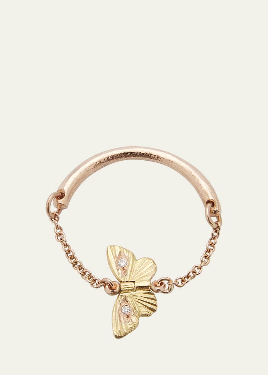 James Banks Migration Chain Ring in 18K Gold, 14k Rose Gold and White Diamonds