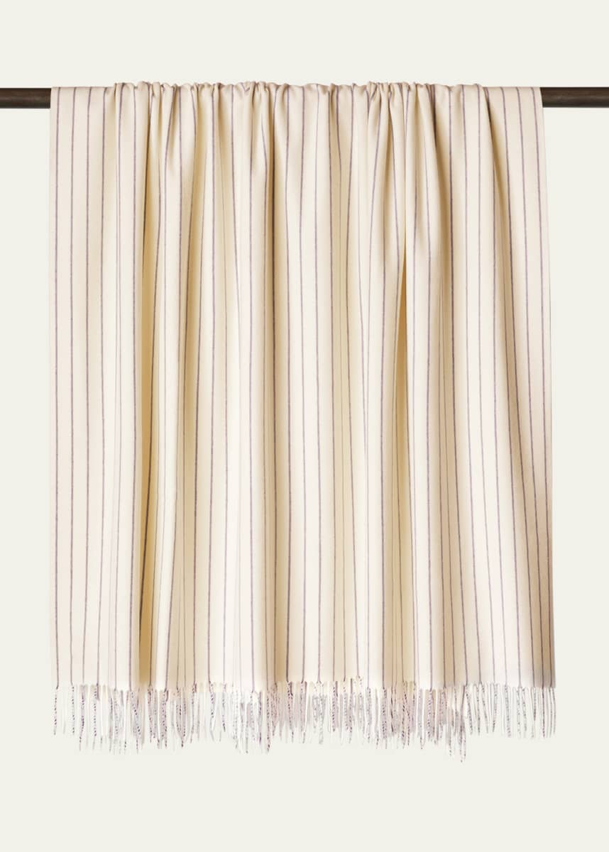 Loro Piana Gessato Pinstripe Cashmere Throw Blanket