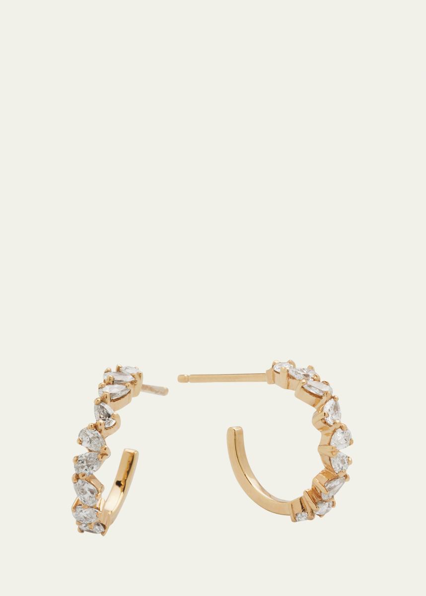 Lana 14K Gold Zig Zag Pear Diamond Huggie Earrings - Bergdorf Goodman