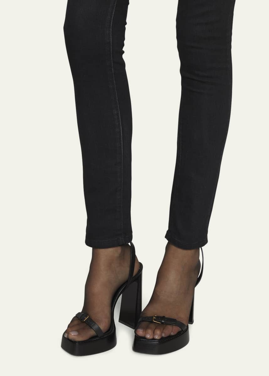 Saint Laurent Carine Silk Crystal-Buckle Sandals