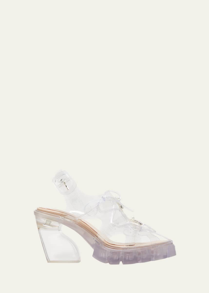 Simone Rocha Trek Clear Lace-Up Platform Sandals