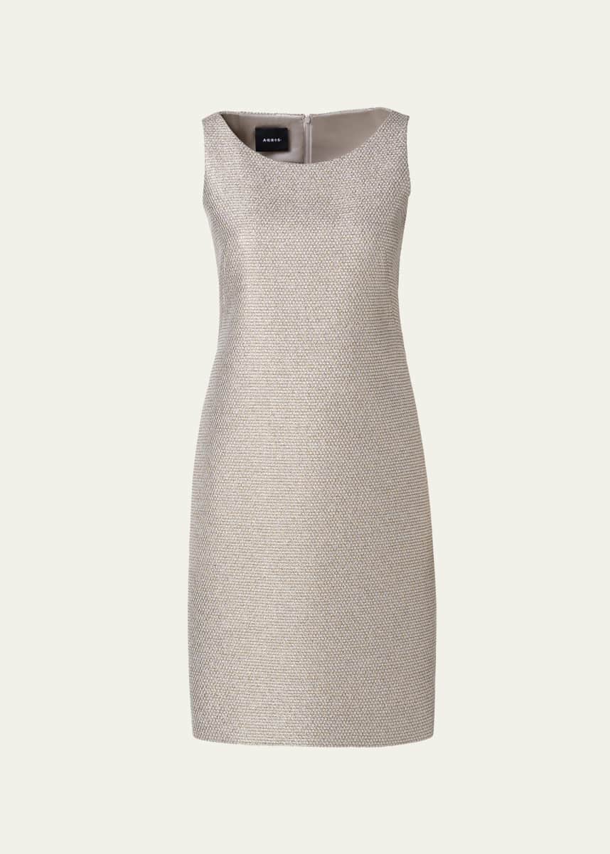 Akris Metallic Structured Weave Sheath Dress