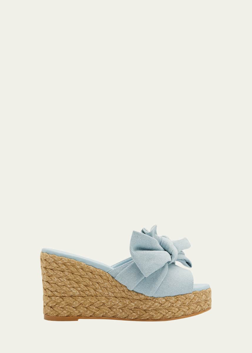 Stuart Weitzman Loveknot Denim Wedge Espadrilles