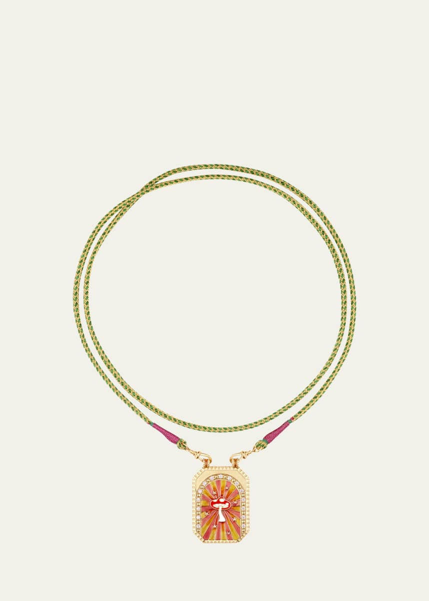 Marie Lichtenberg 18k Yellow Gold Diamond Mushroom Cord Necklace
