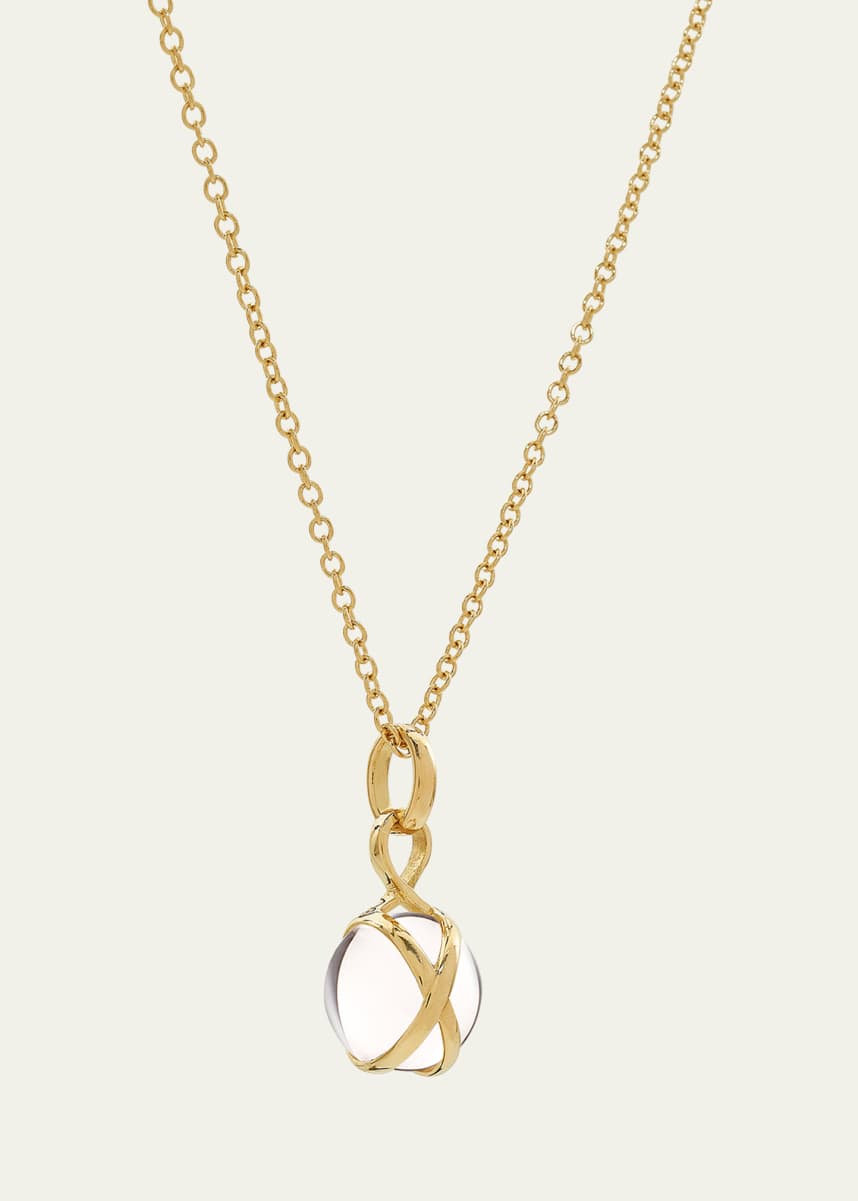 L. Klein Prisma 18k Gold & Crystal Quartz Small Pendant Brilliant Chain Necklace