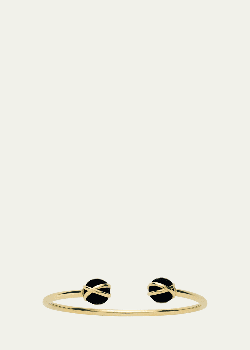 L. Klein Prisma 18k Gold Bangle Bracelet with Black Agate