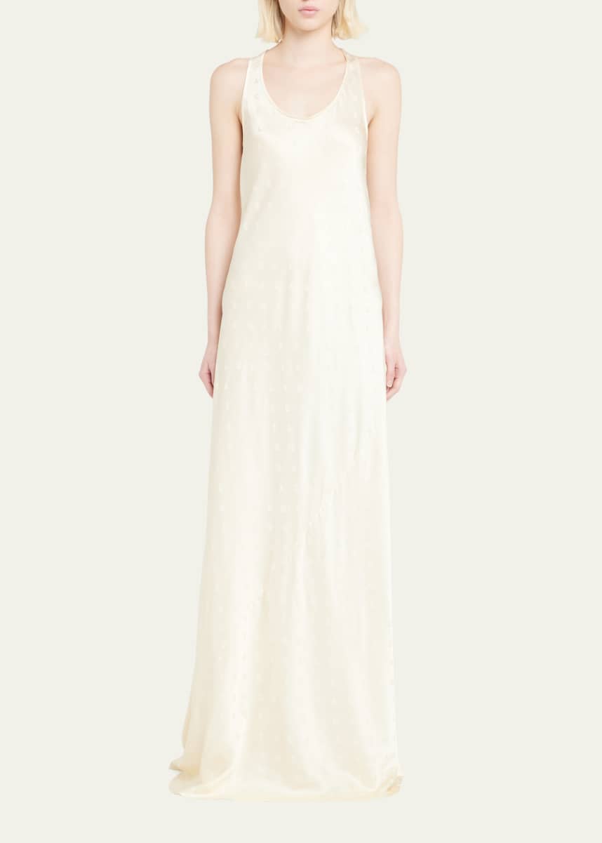 Balenciaga Logo Print Racerback Gown