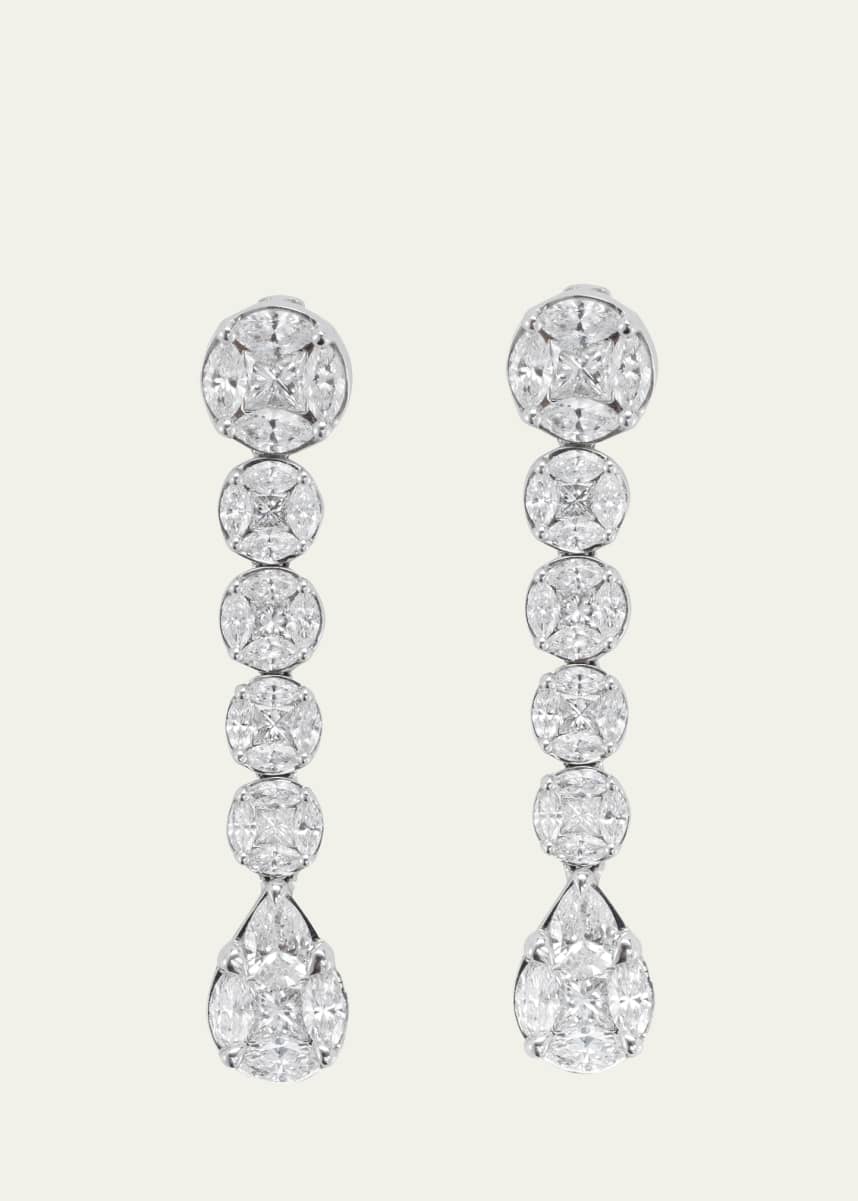 Nam Cho 18k White Gold Diamond Stud and Drop Earrings