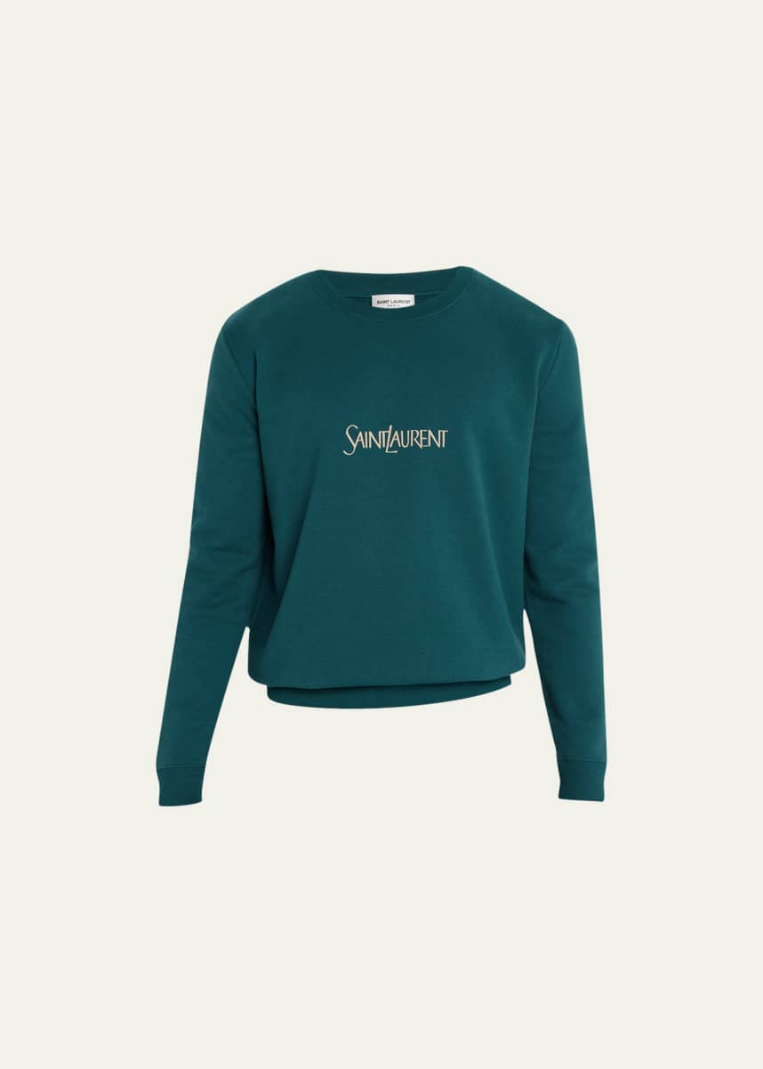 Saint Laurent Men's Logo Cotton Crew Sweatshirt