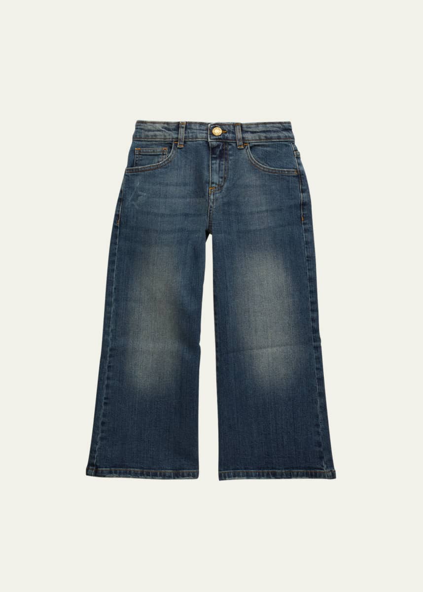 Golden Goose Girl's Wide Leg Medium Wash Jeans, Size 4-10
