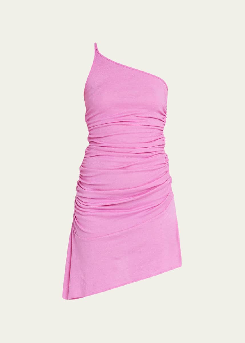 PUPPETS AND PUPPETS Ruched Asymmetric One-Shoulder Mini Dress