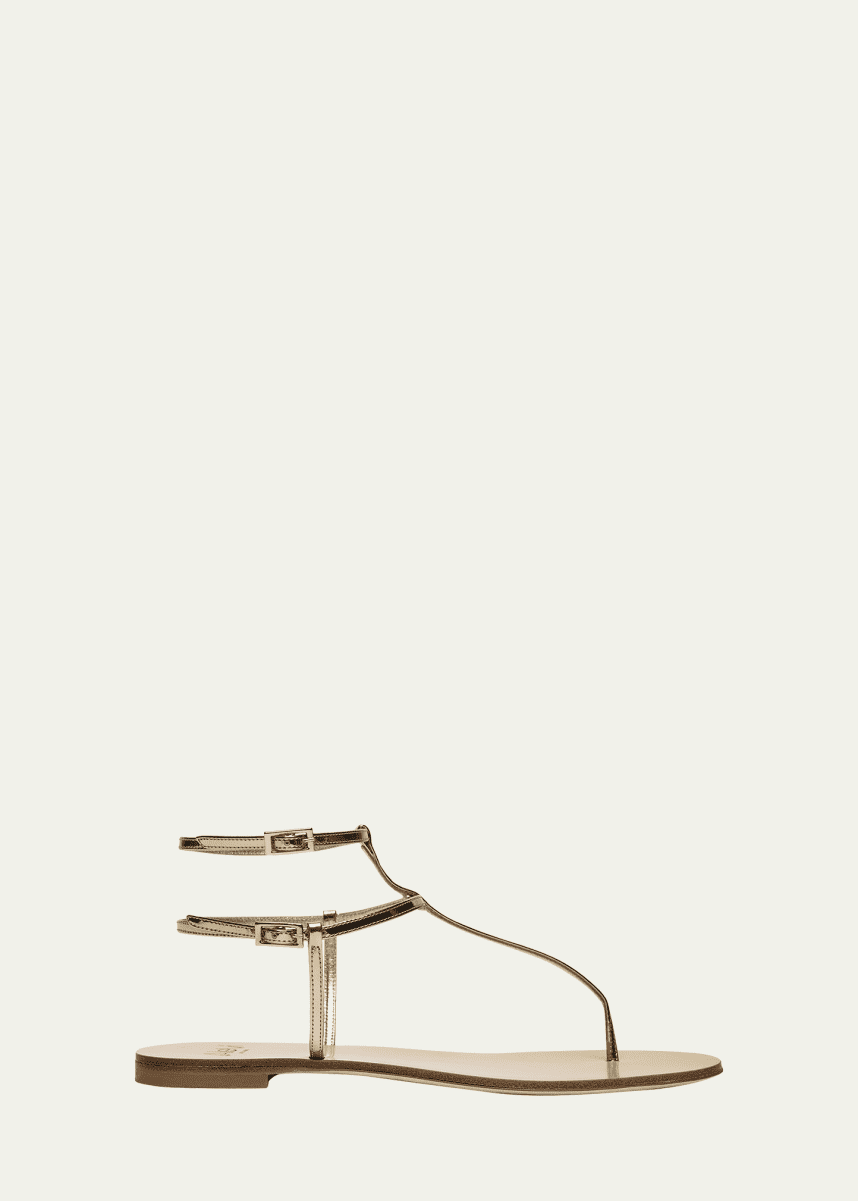 Alevi Isi Metallic Dual-Buckle Thong Sandals