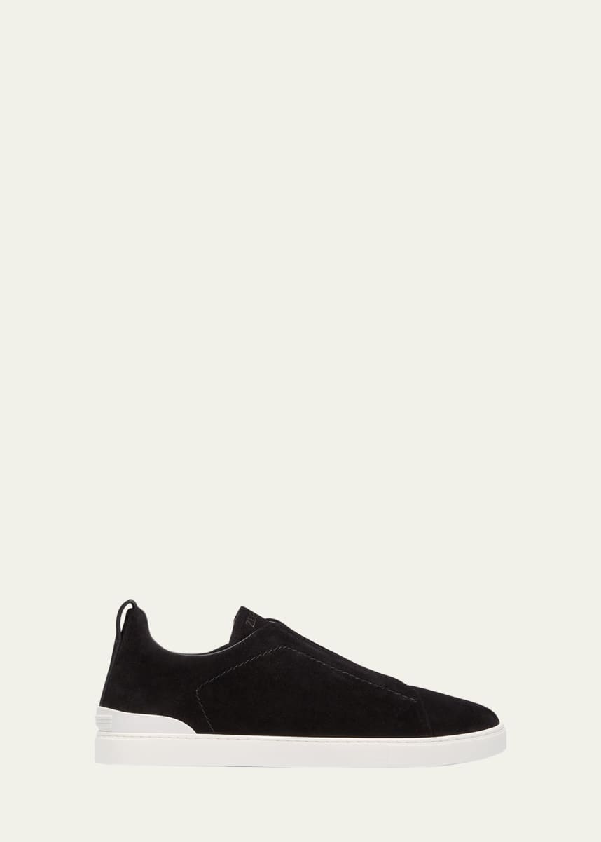ZEGNA Men's Triple Stitch Suede Sneakers