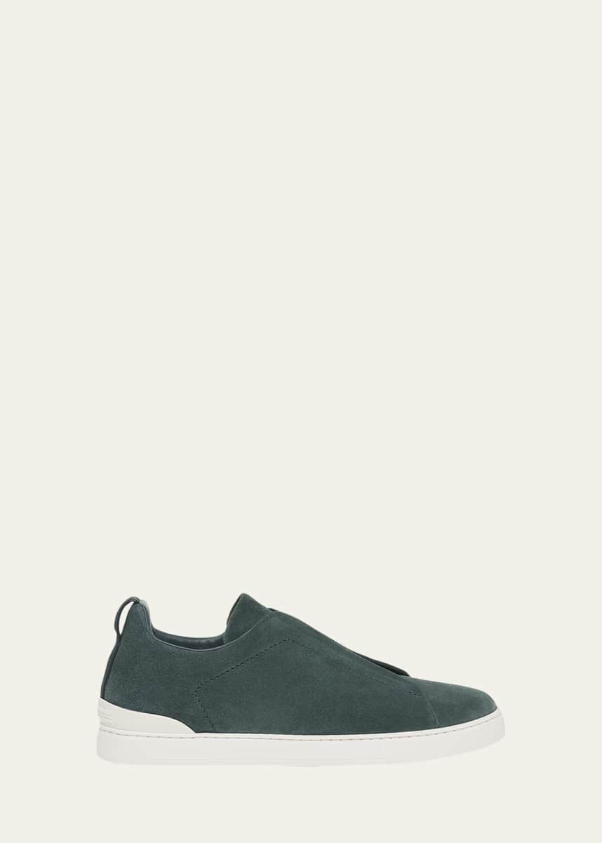 ZEGNA Men's Triple Stitch Suede Sneakers