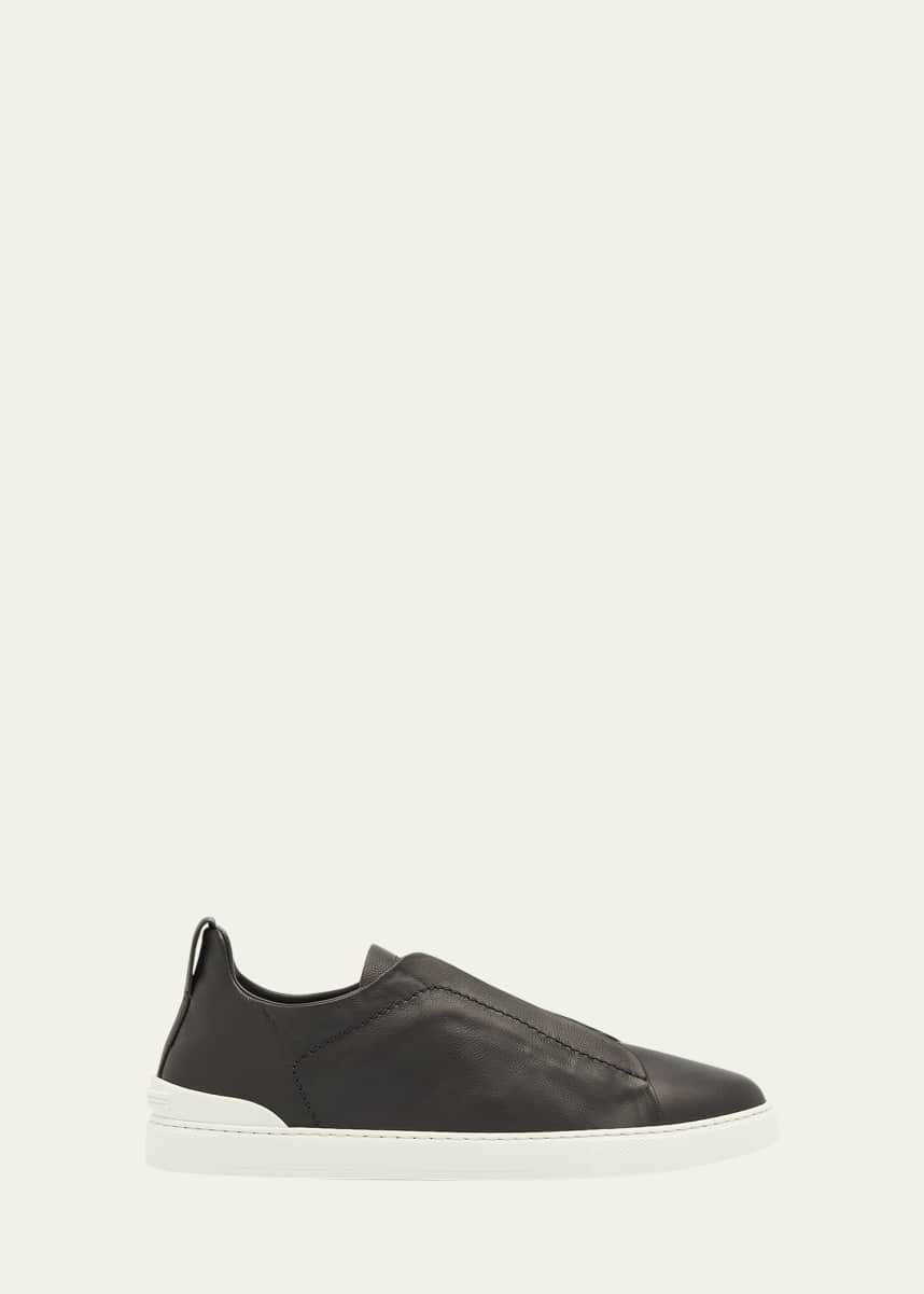 ZEGNA Men's Triple Stitch SECONDSKIN Leather Slip-On Sneakers
