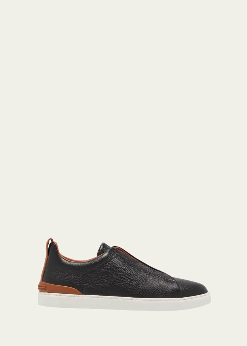 ZEGNA Men's Triple Stitch Deerskin Leather Sneakers