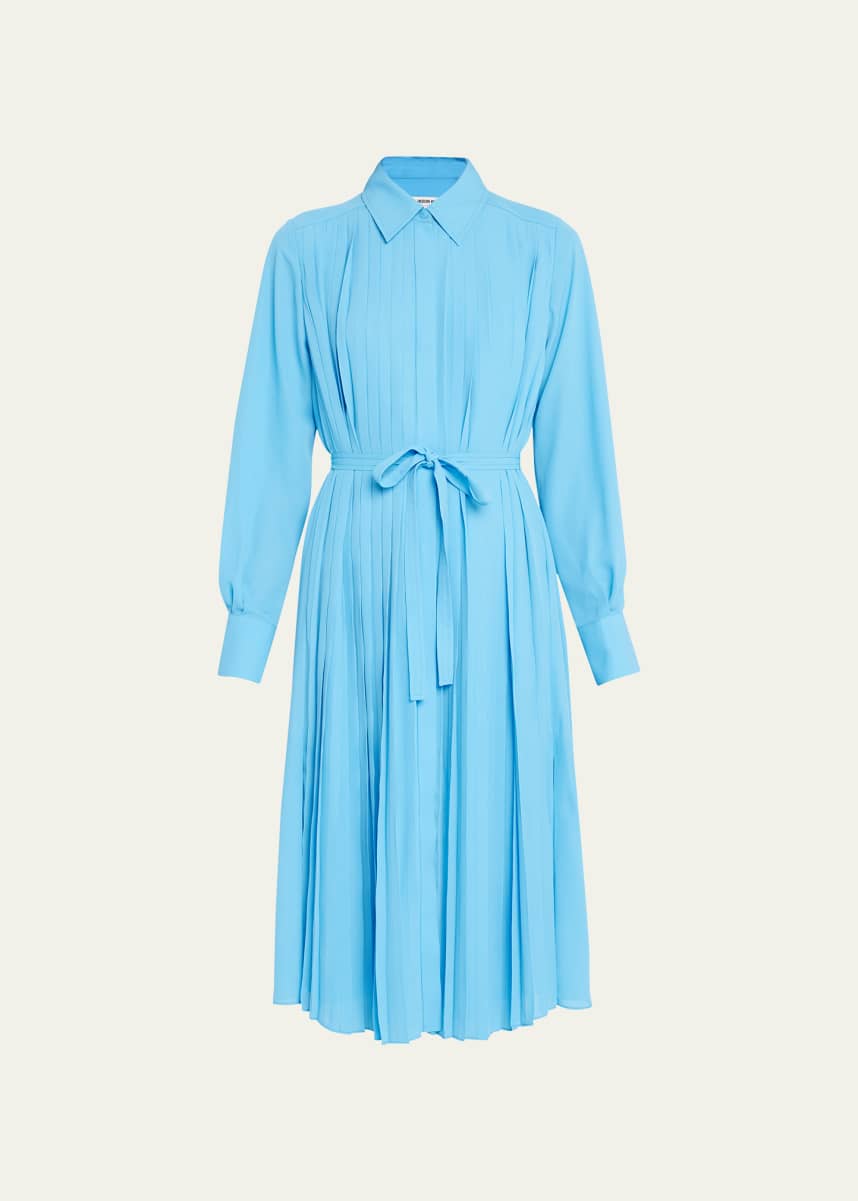 Jason Wu Pleated Long-Sleeve Midi Shirtdress