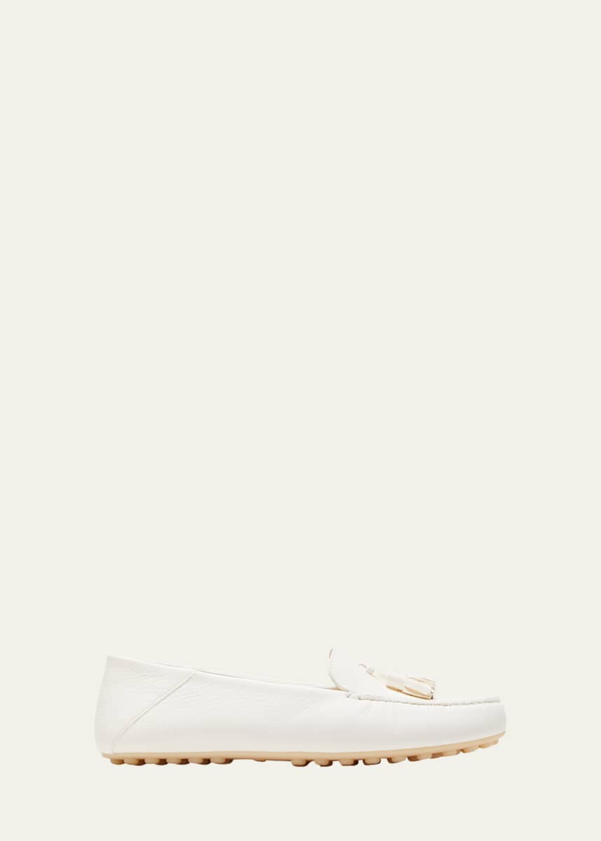 Loro Piana Leather Tassel Moccasin Driver Loafers