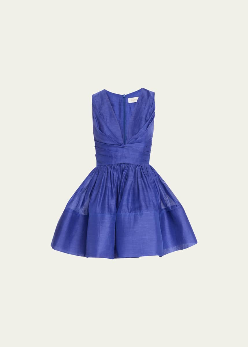 Zimmermann Tama V-Neck Pleated Mini Dress