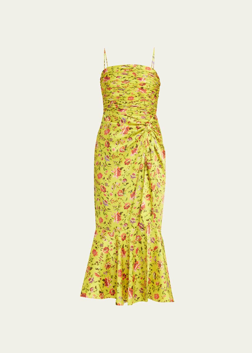 Cinq a Sept Katz Provence Side-Drape Midi Dress