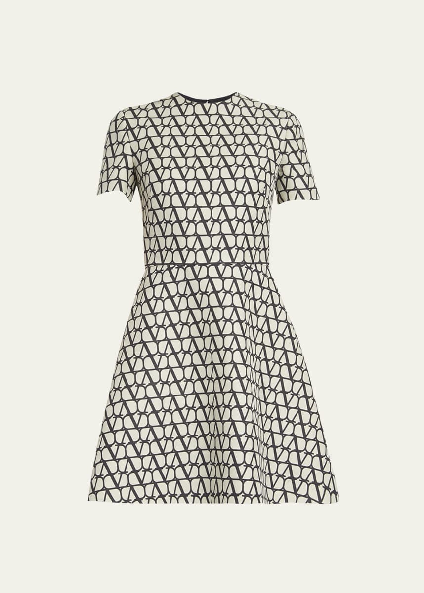 Valentino Garavani Logo-Print Crepe Couture Mini Dress