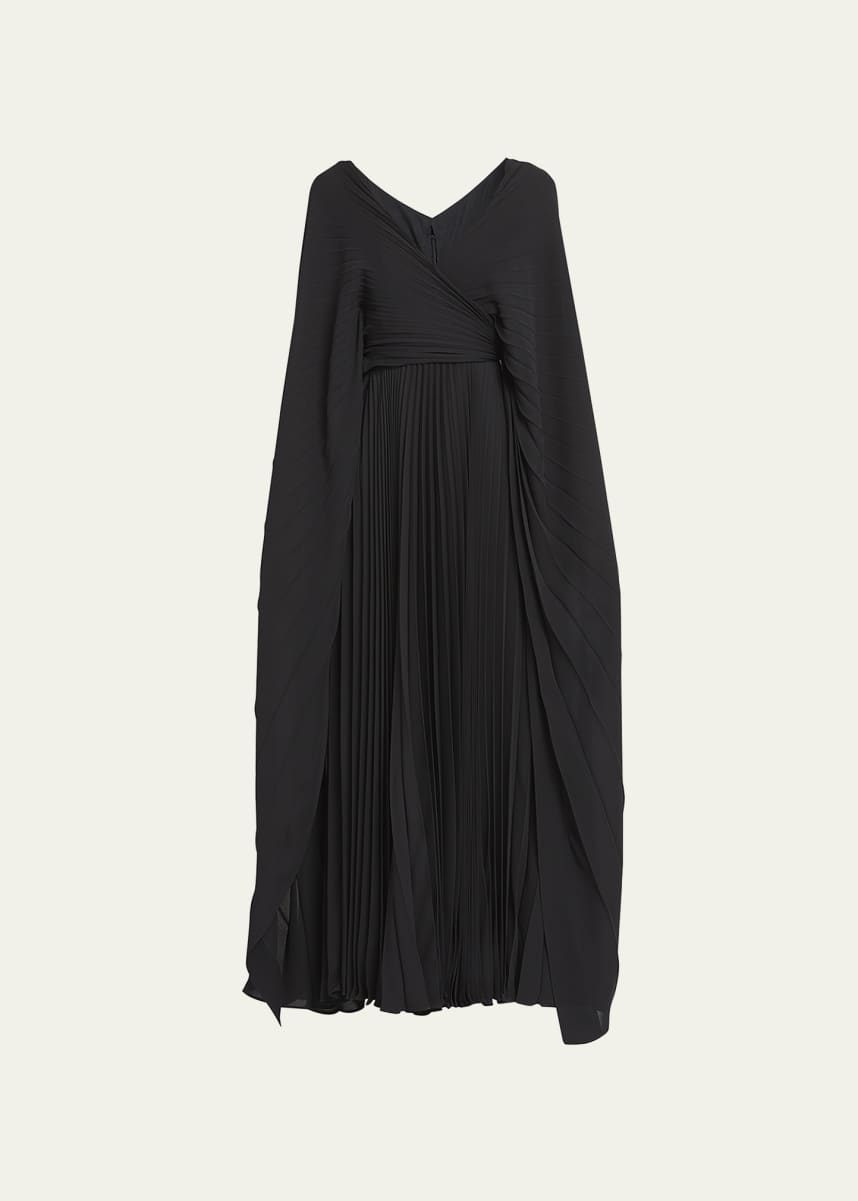 Valentino Garavani Pleated Midi Dress with Cape Back