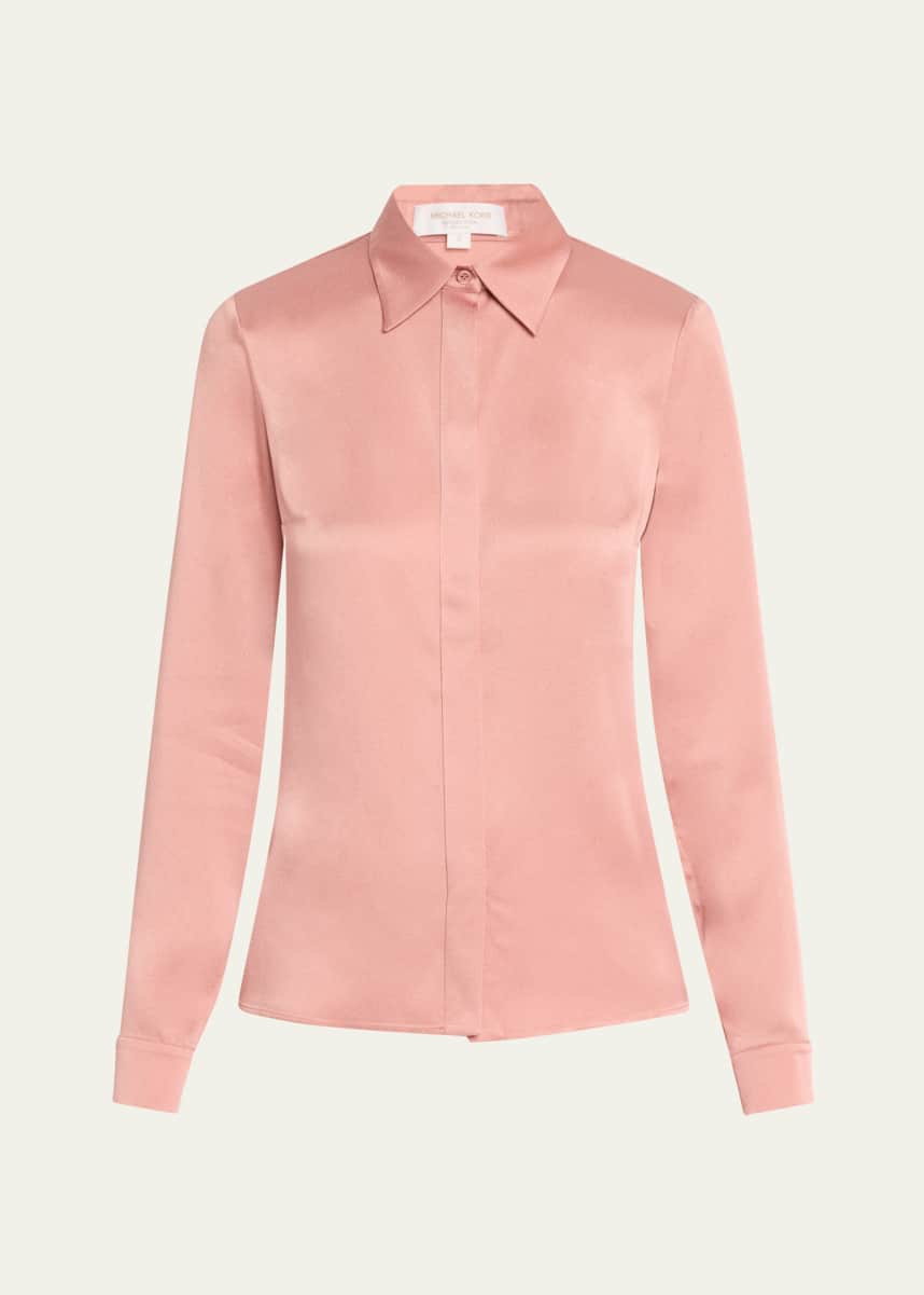 Michael Kors Collection Hansen Charmeuse Button-Front Shirt