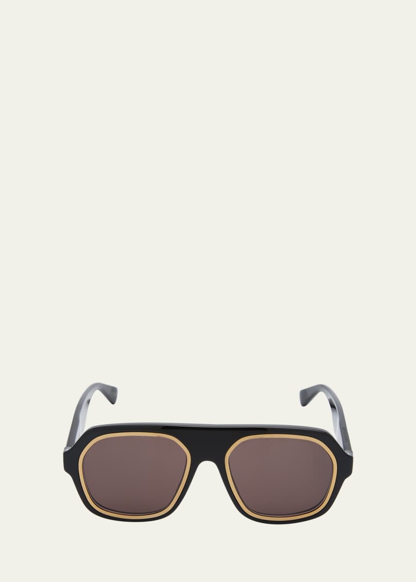 Bottega Veneta Two-Tone Acetate Aviator Sunglasses