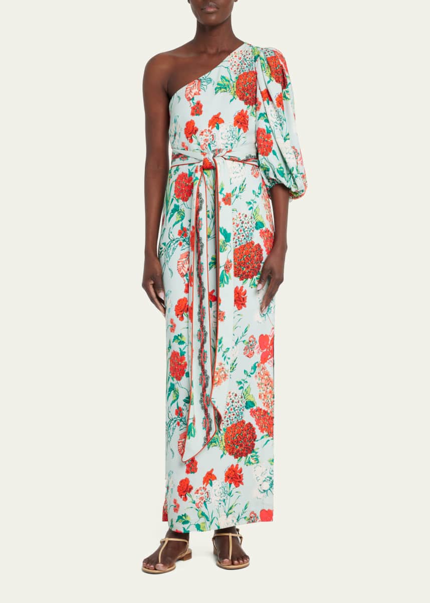 Cara Cara Lucia One-Shoulder Sash-Tie Maxi Dress