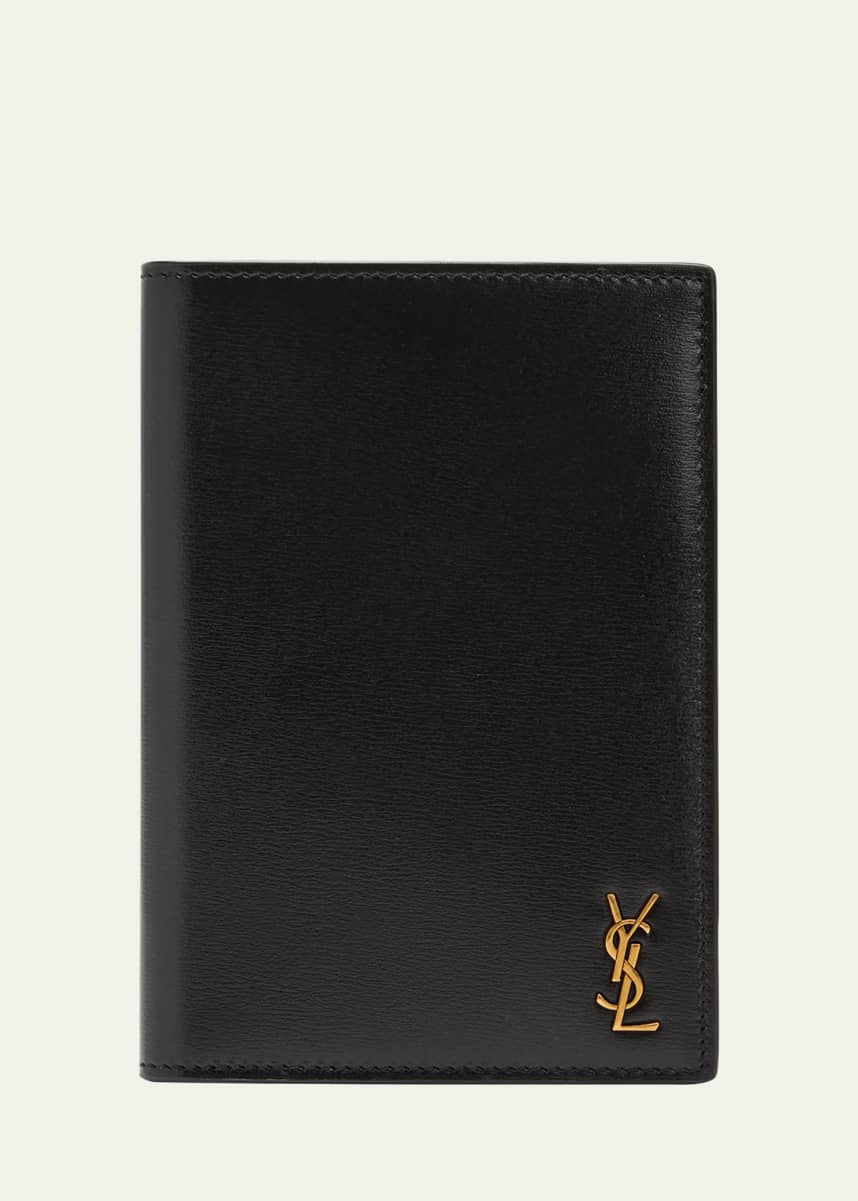 Saint Laurent Men's Tiny Cassandre Leather Passport Case