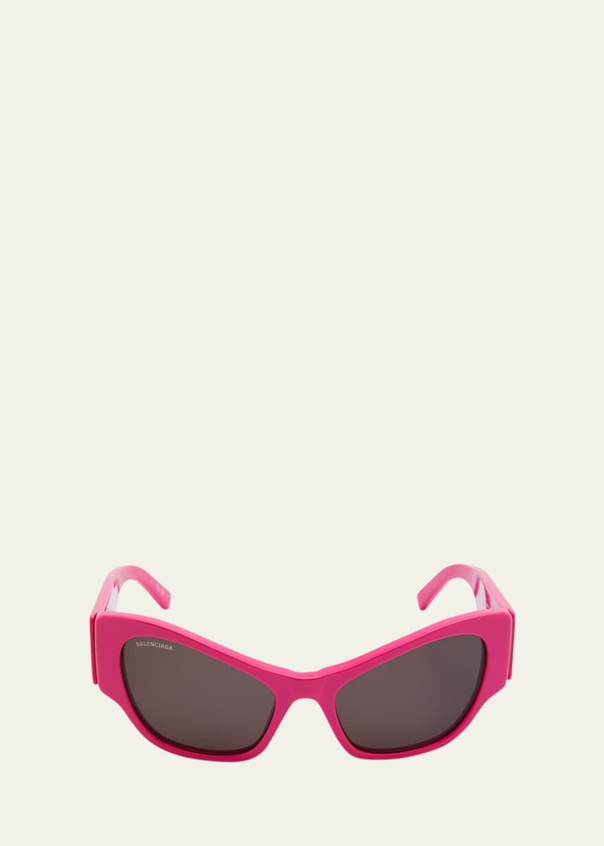 Balenciaga Hot Pink Logo Acetate Cat-Eye Sunglasses