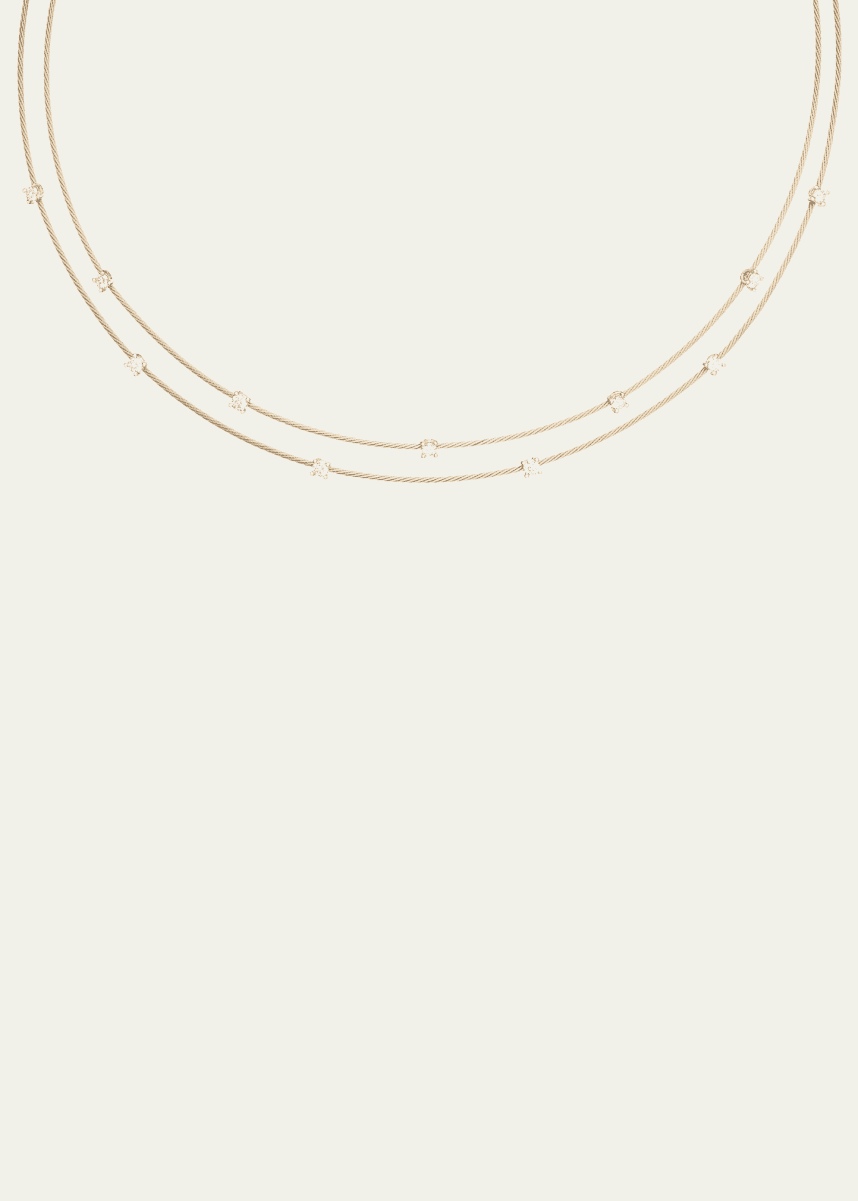 Paul Morelli 18K Yellow Gold Double Wire Necklace with 11 Round Diamonds