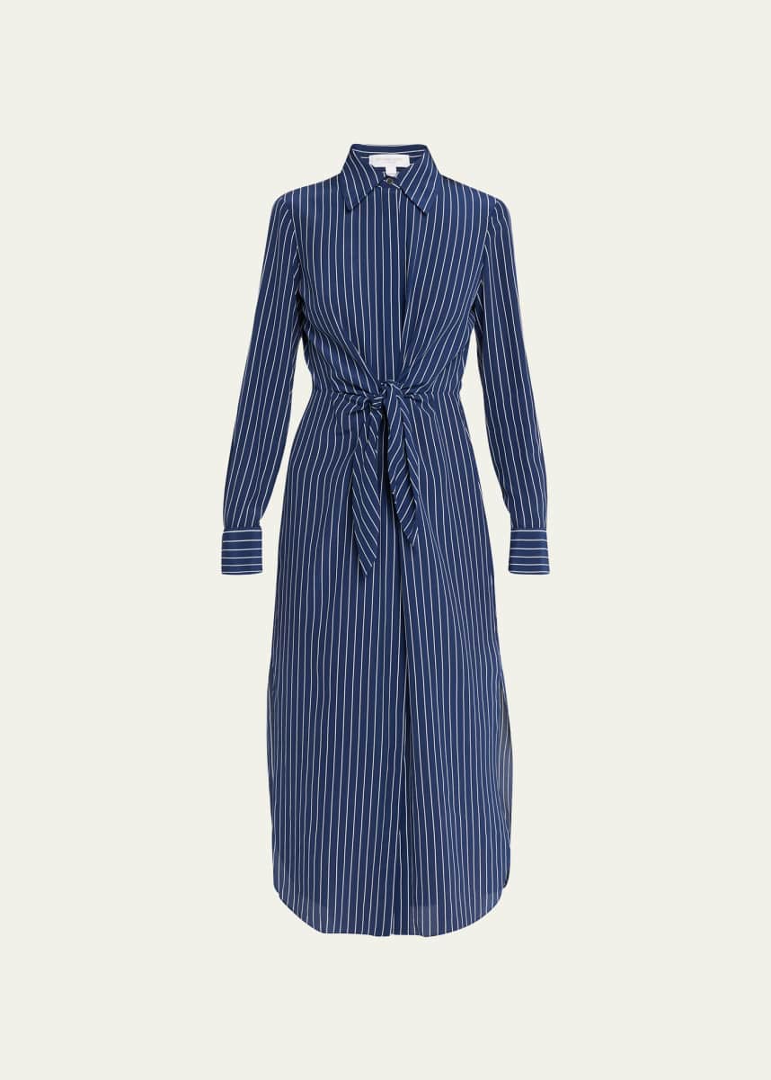 Michael Kors Collection Pinstripe Tie-Front Shirtdress