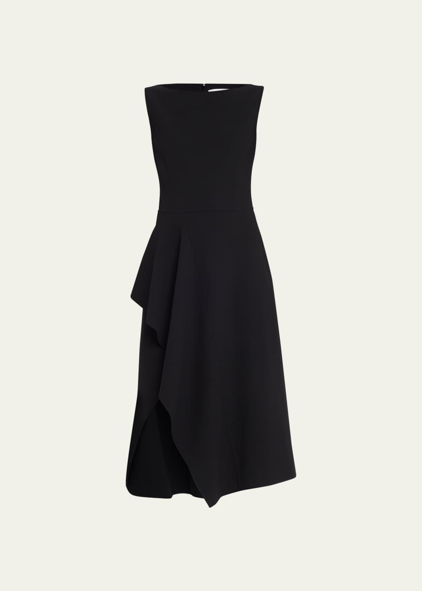 Michael Kors Collection Boat-Neck Draped Midi Wool Dress