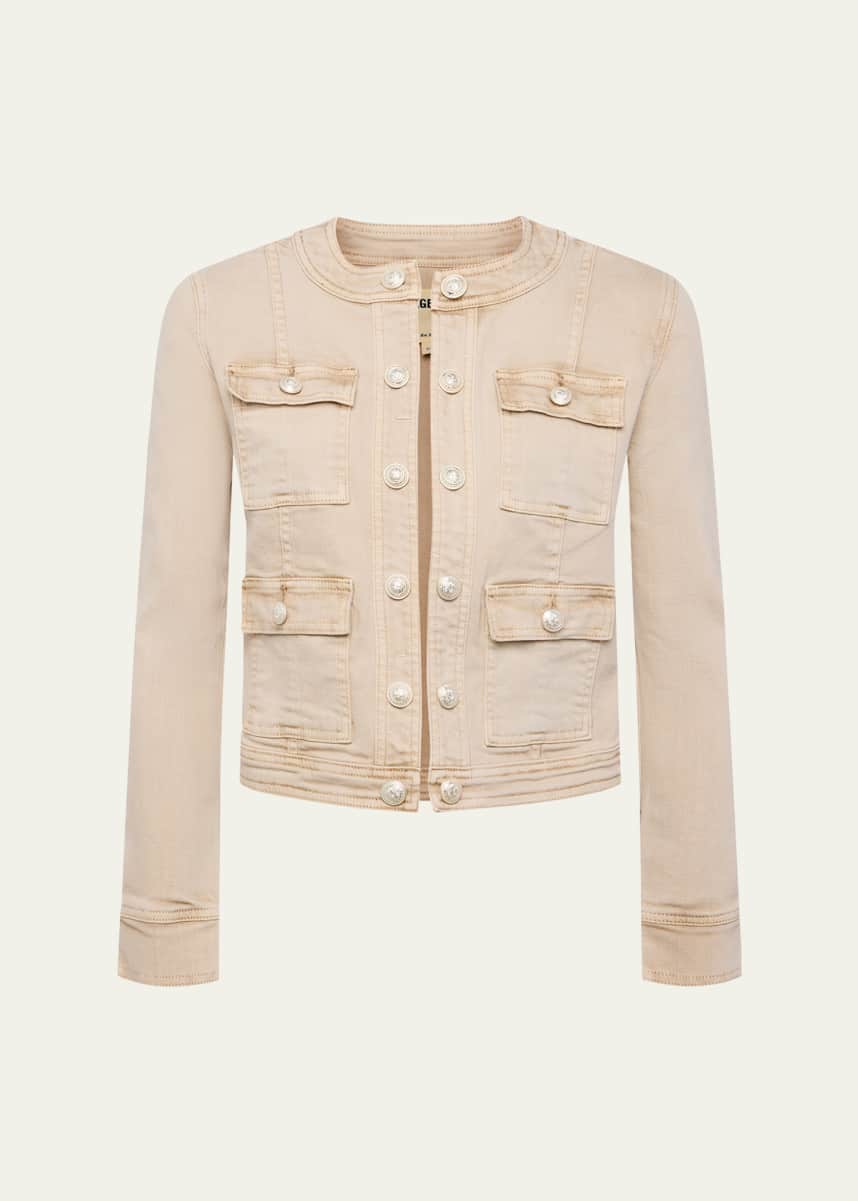 L'Agence Yari Collarless Denim Jacket