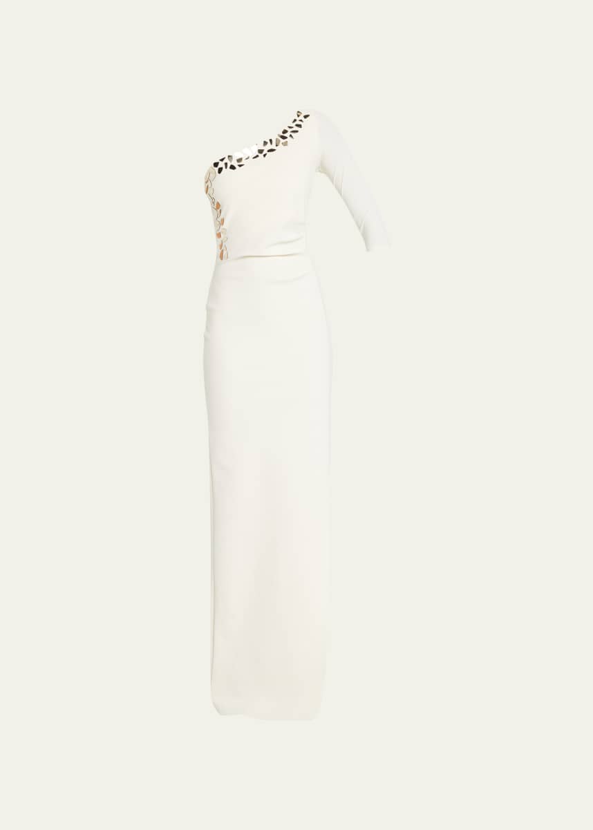 Chiara Boni La Petite Robe Chantal One-Shoulder Shard Column Gown