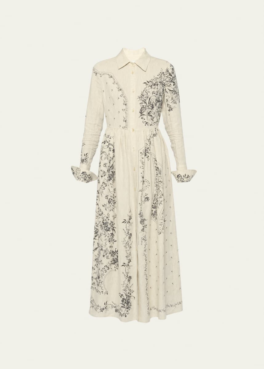 Erdem Printed Long Sleeve Shirtdress
