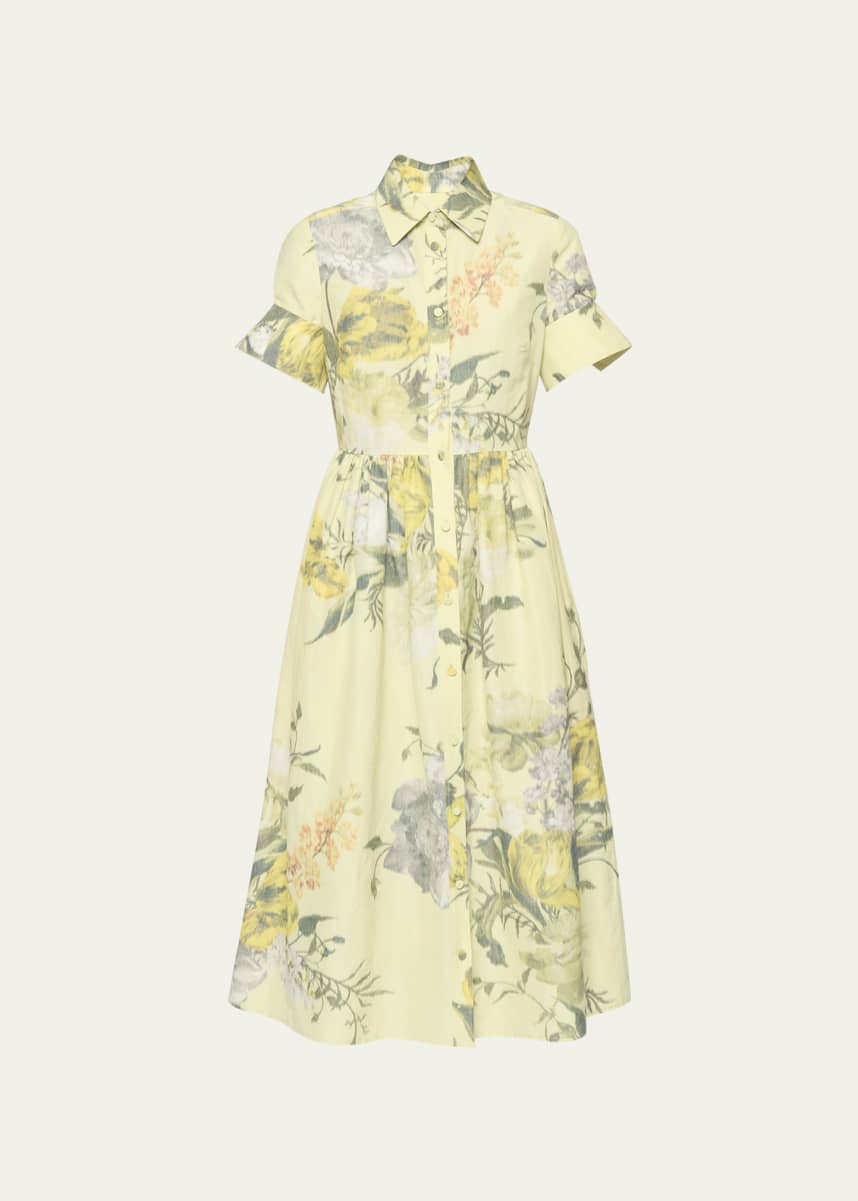 Erdem Flared Floral Print Midi Shirtdress