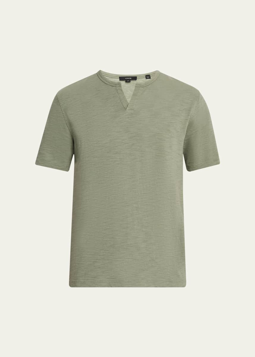 Vince Men's Split-Neck Slub Cotton T-Shirt