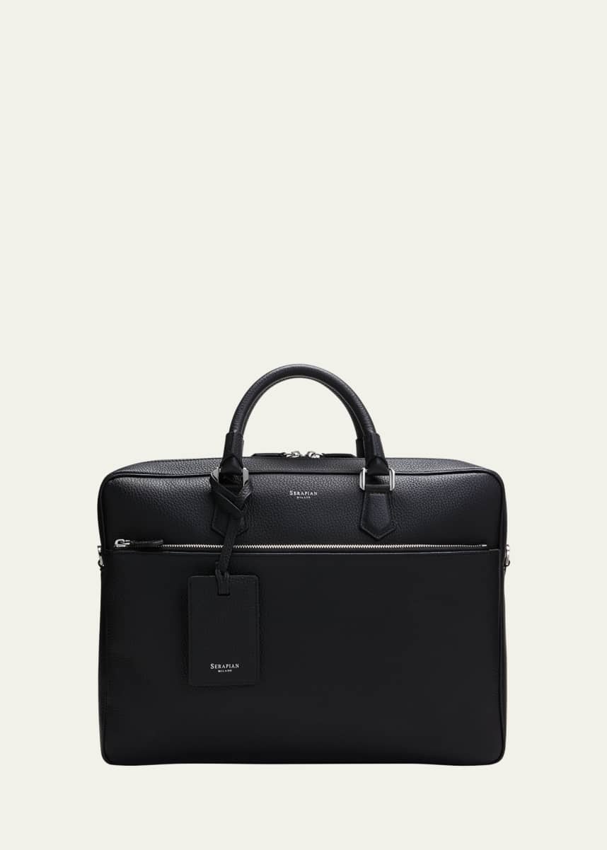 Serapian Men's Cachemire Leather Slim Briefcase