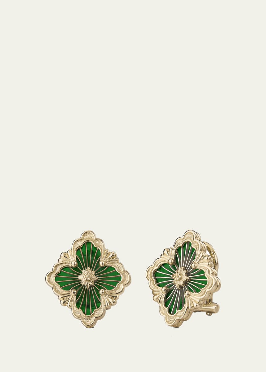 Buccellati Opera Tulle Medium Button Earrings in Green Enamel