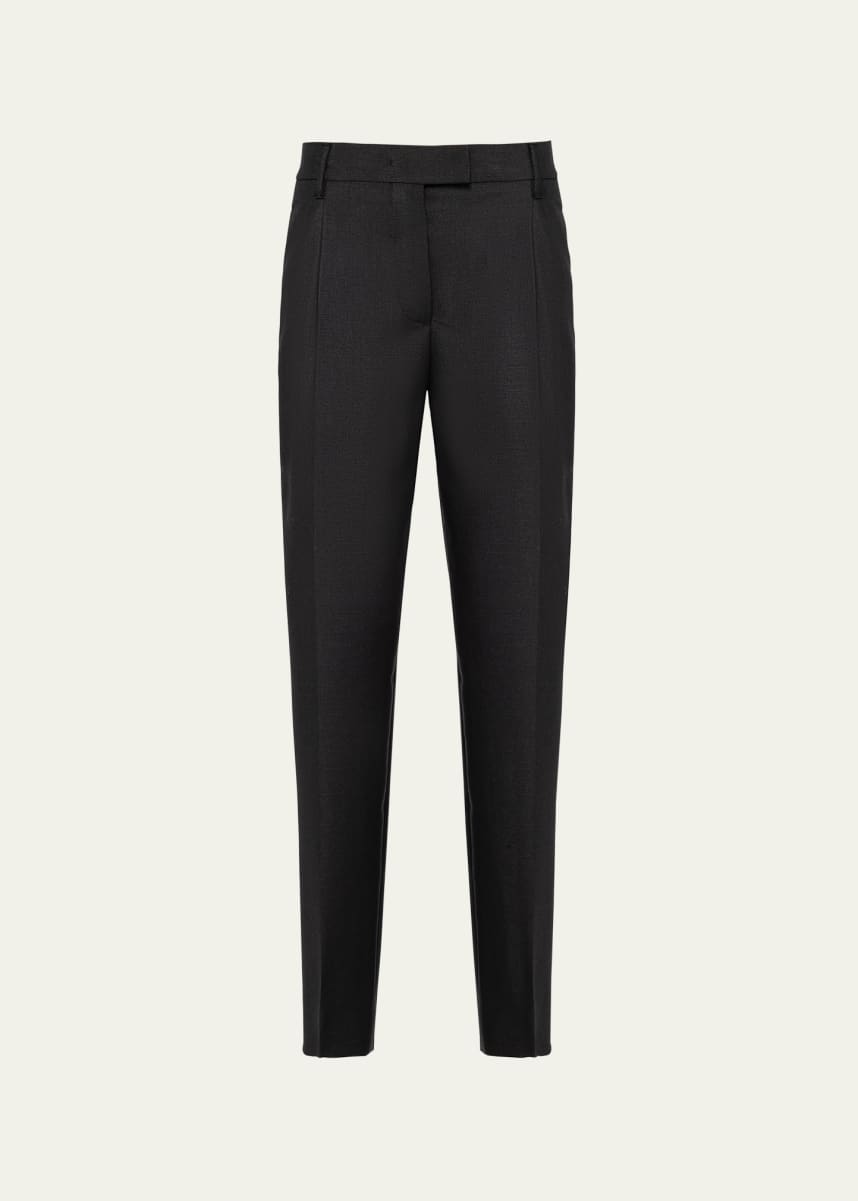Prada Kid Mohair Slim-Leg Trousers