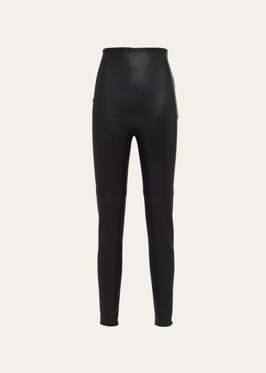 Prada Leather Slim-Leg Leggings