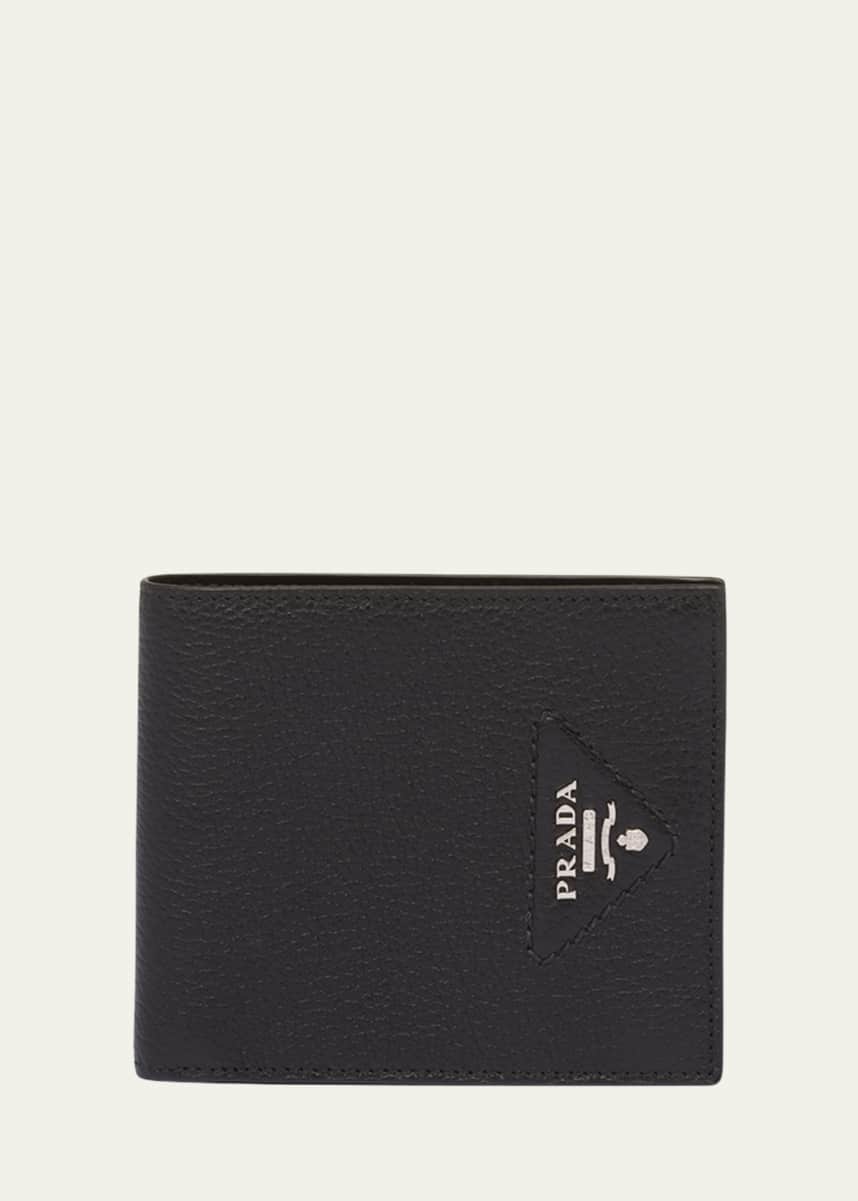 Prada Black Saffiano Leather Money Clip Bi-fold Wallet Prada