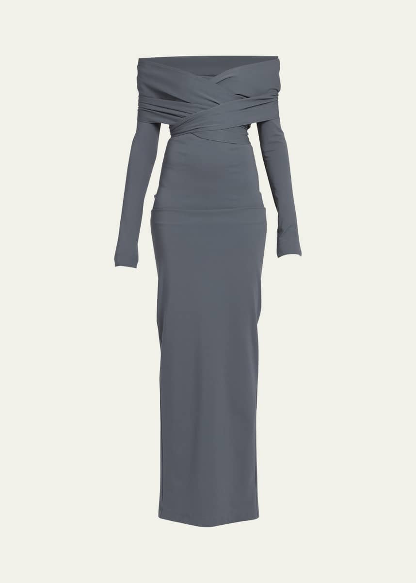 Dolce&Gabbana Crossover Off-Shoulder Jersey Column Dress