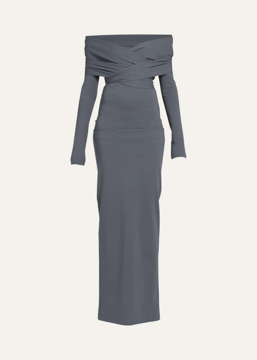 Dolce&Gabbana Crossover Off-Shoulder Jersey Column Dress