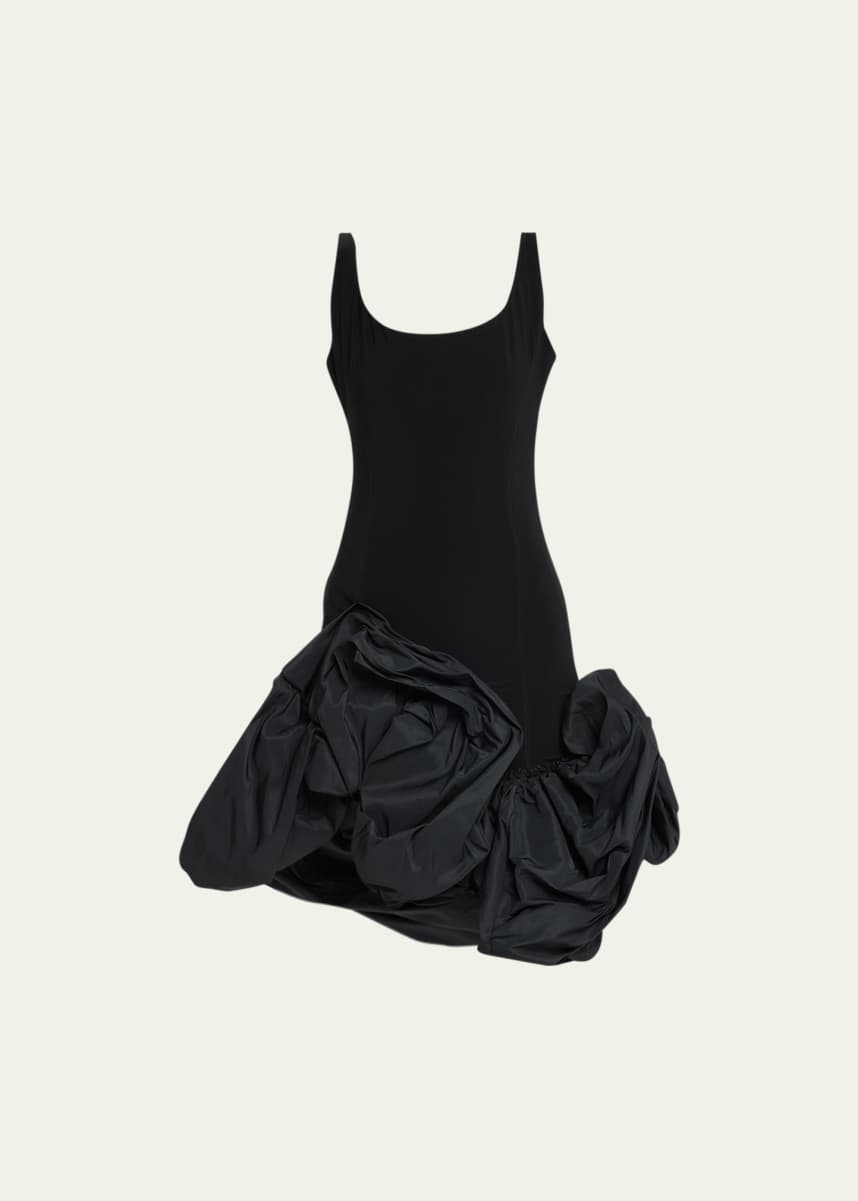 AZ Factory Faille Bubble Ruffle Hem Tank Midi Dress